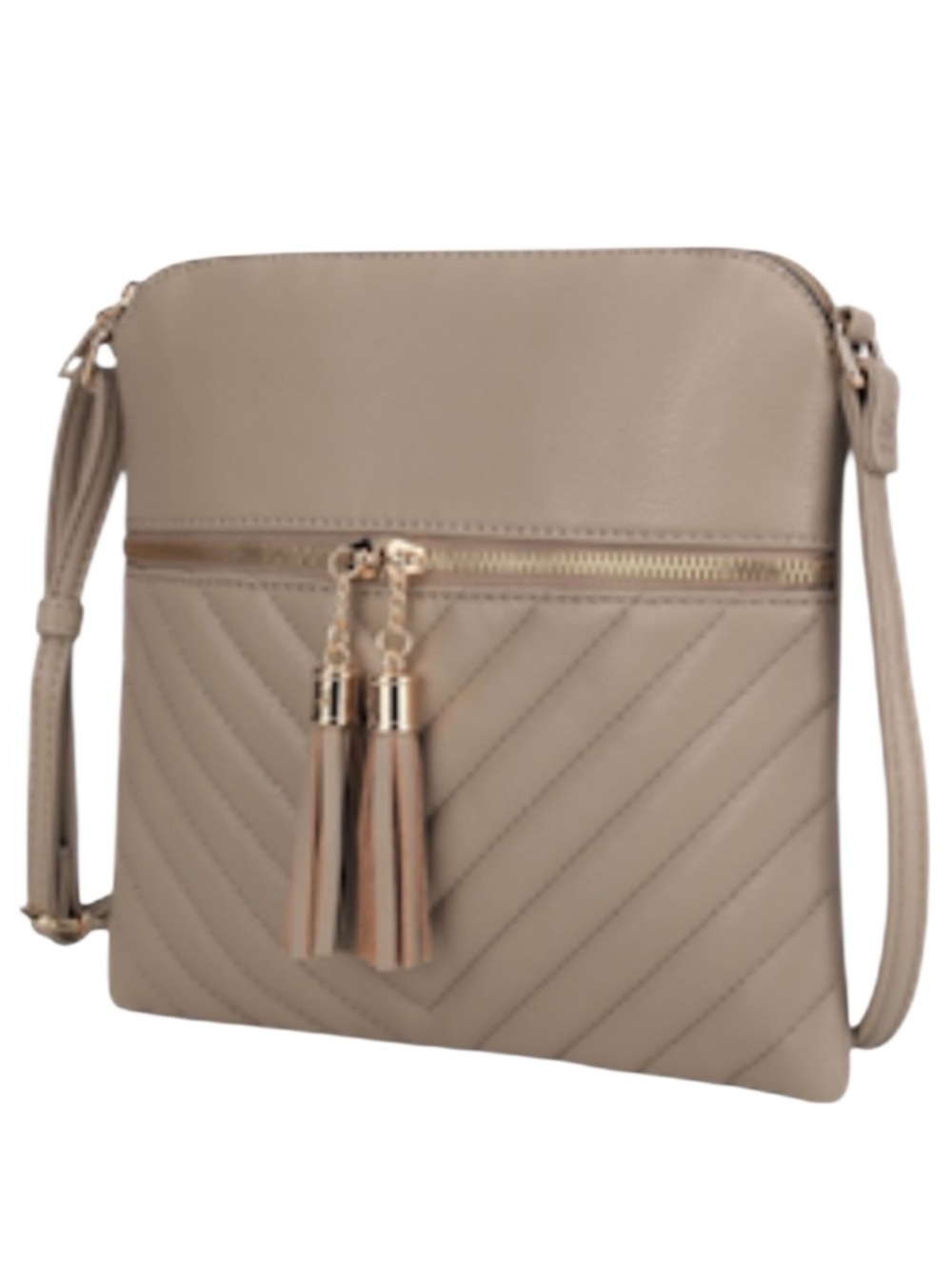 MKF Collection by MIA K Winnie Quilted Vegan Leather Crossbody Bag Zipper Tassel